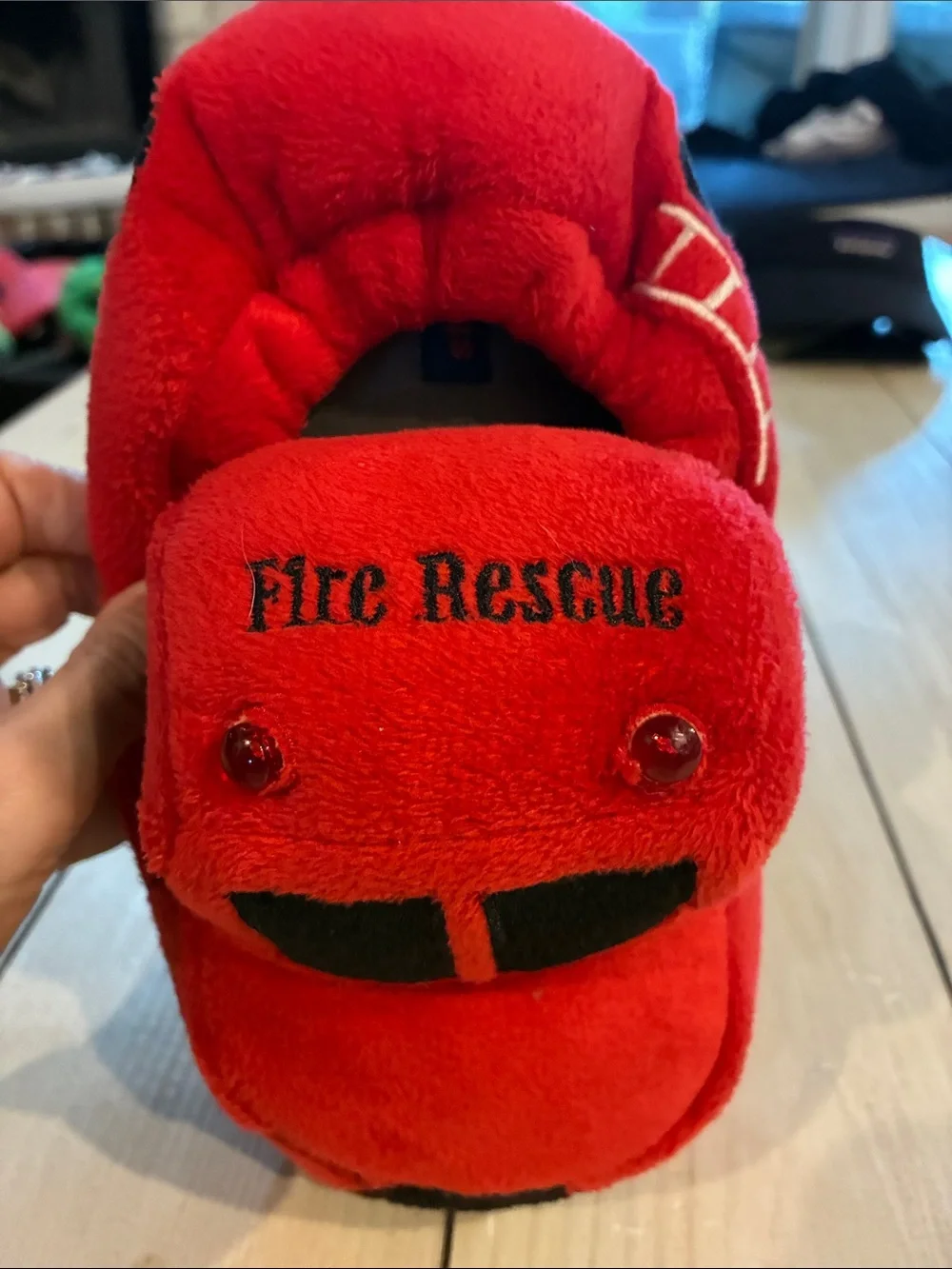 Stride Rite Red Plush Car Slippers for Kids